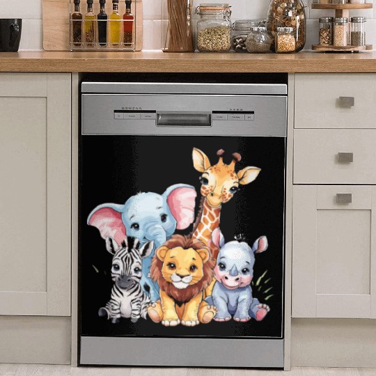 Cute Safari Adventures: Adorable Baby Animals Dish Washer Covers