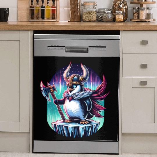 Viking Penguin Warrior Under Northern Lights Dish Washer Covers