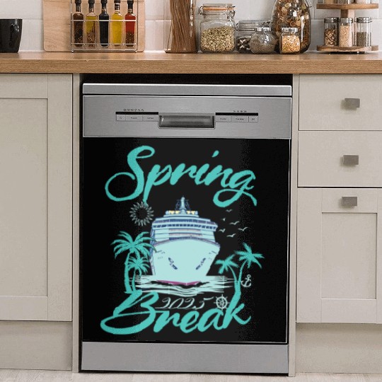Spring Break 2025 Cruise Ship Retro Design Dish Washer Covers