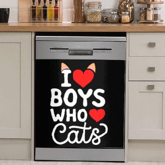 I Love Boys Who Love Cats Cat Mom Owner Dish Washer Covers