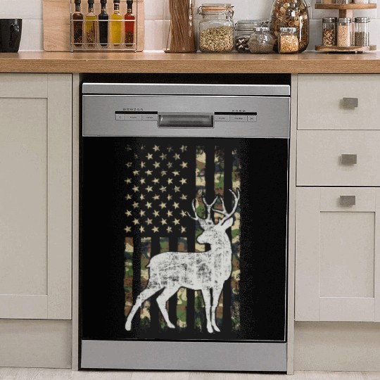 Whitetail Buck Deer Hunting American Camouflage Dish Washer Covers