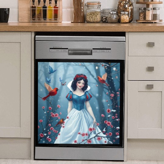 Snow White fantasy with birds. Dish Washer Covers