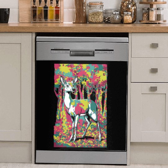 Trippy camouflage deer in the forest Dish Washer Covers