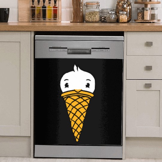 Bird Ice Cream Waffle Scoops Summer Yummy eating Dish Washer Covers