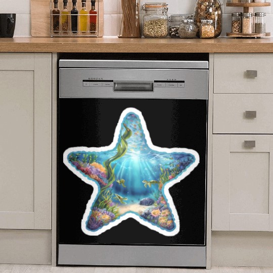 Vibrant Starfish Illustration Dish Washer Covers