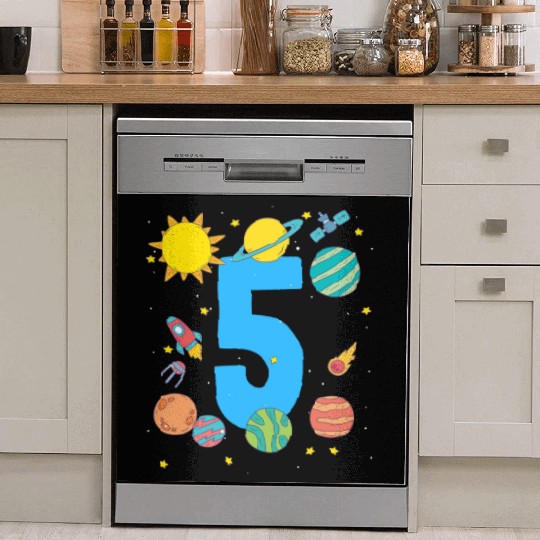 Birthday Space Themed Number Five Adventure Dish Washer Covers