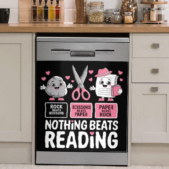 Rock Paper Scissors Nothing Beats Reading Dish Washer Covers