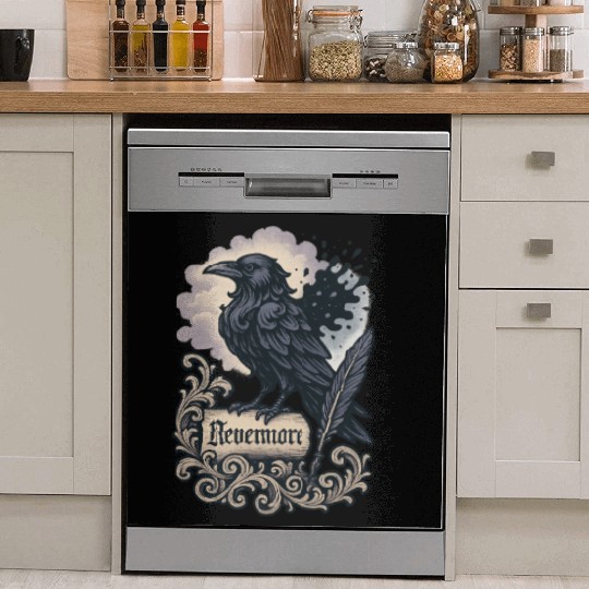 Baroque Raven Nevermore Scroll Poe Poetry Dish Washer Covers