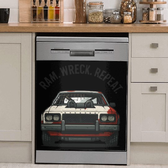 Ram Wreck Repeat Demolition Derby Design Race Car Dish Washer Covers