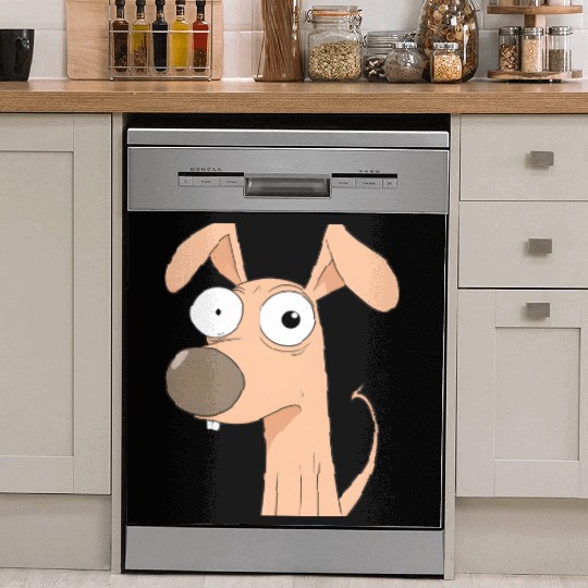 Goofy Cartoon Dog with Bulging Eyes Dish Washer Covers