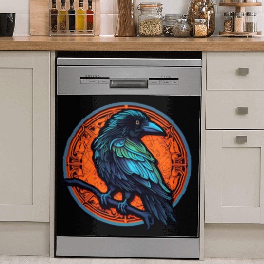 Mystic Raven Mandala – Gothic Bird Art Dish Washer Covers