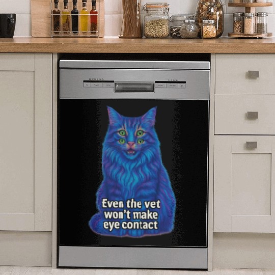 Psychedelic Four-Eyed Cat – Vet Approved Chaos Dish Washer Covers