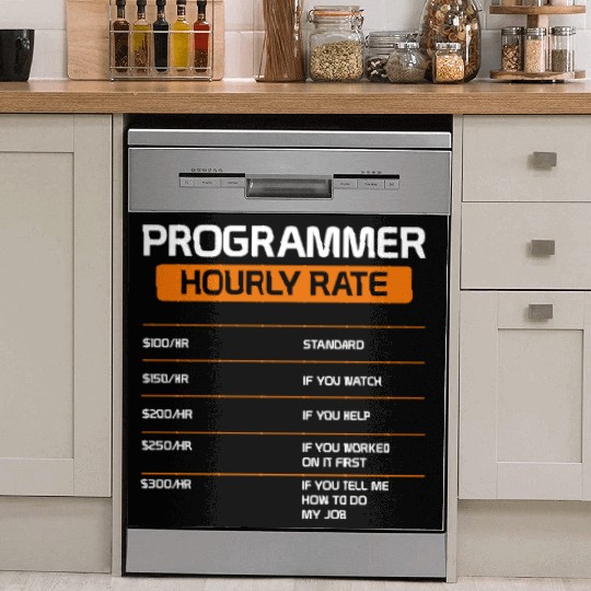Programmer Hourly Rate Funny Computer Science Dish Washer Covers