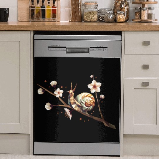 Snail on a Flowering Branch – A Spring Motif Dish Washer Covers