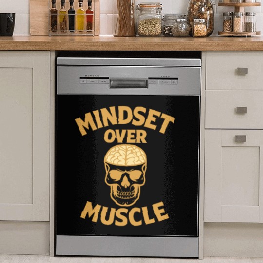 Mindset Over Muscle – Skull & Brain Motivational D Dish Washer Covers