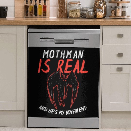 Mothman Is My Boyfriend For Cryptid Lover Dish Washer Covers