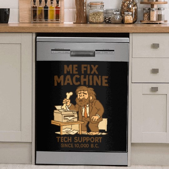 Office Tech Support Caveman Joke Daily Work Humor Dish Washer Covers