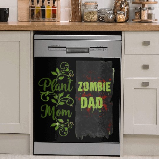 Plant Mom Zombie Dad Couple Design Dish Washer Covers