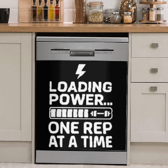 loading power funny gym quote with white text Dish Washer Covers