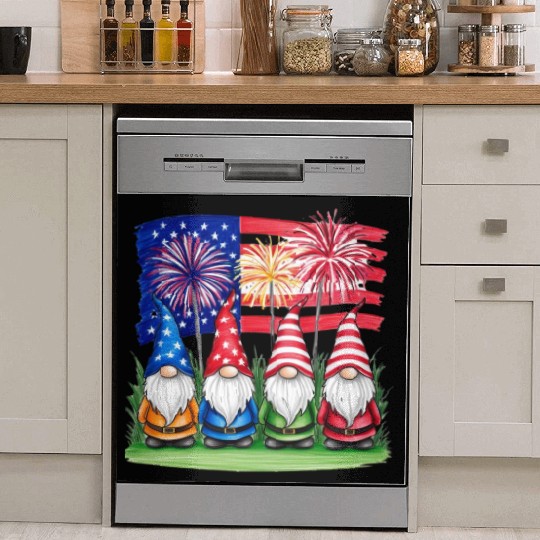 Patriotic Gnomes Fireworks American Flag Dish Washer Covers