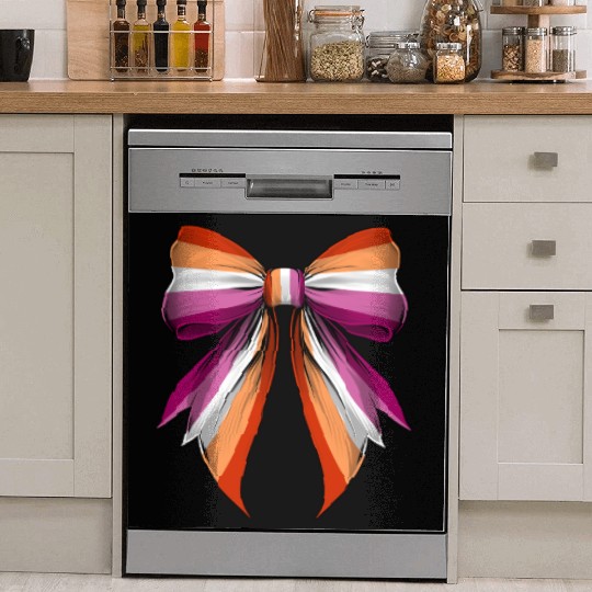 Coquette Bow Lesbian Pride Flag LGBTQ Dish Washer Covers