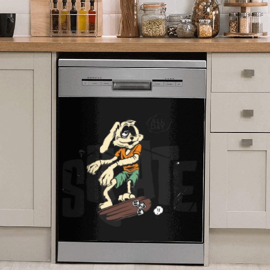 Funny Bunny with Skateboard All Day Skate Dish Washer Covers