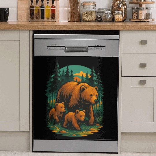Mama Bear and Cubs Forest Dish Washer Covers – Bold Wildlife