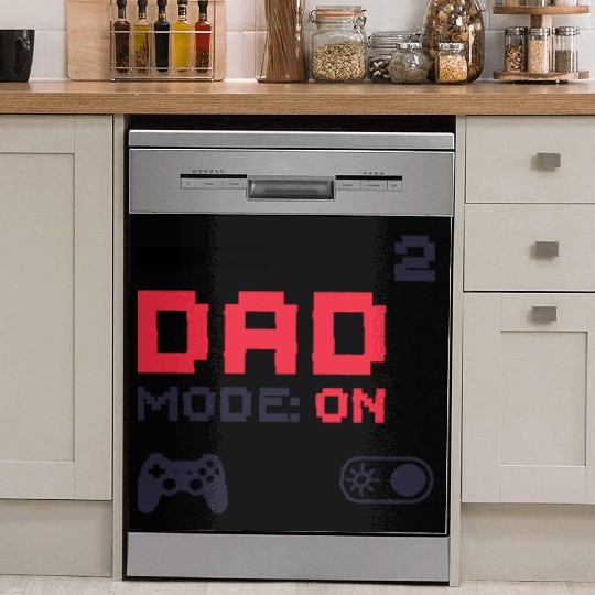 Dad Mode On Retro Gamer Dad Pixel Art Design Dish Washer Covers