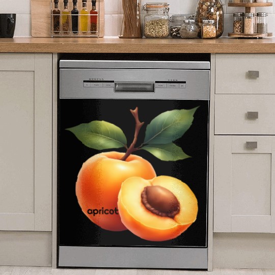 Apricot branch with green leaves Dish Washer Covers