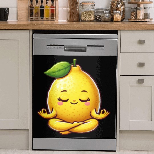 Cute lemon yoga meditation relaxation cartoon Dish Washer Covers