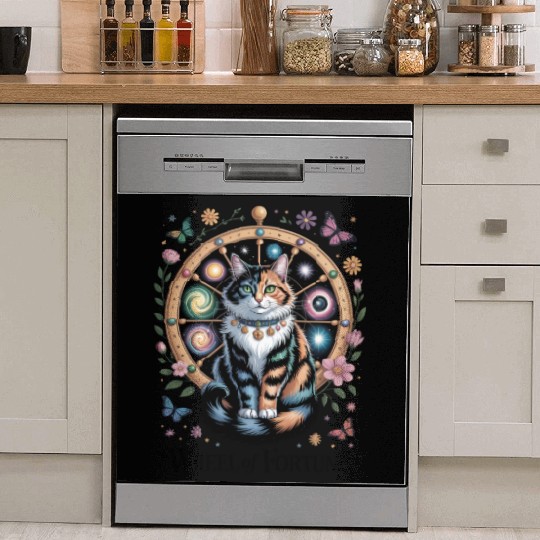 Wheel of Fortune Tarot Cat Art Dish Washer Covers