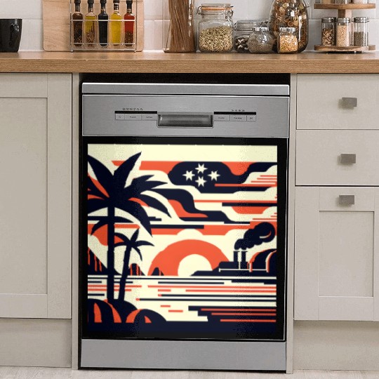 Twilight Palm & Factory Scene Dish Washer Covers