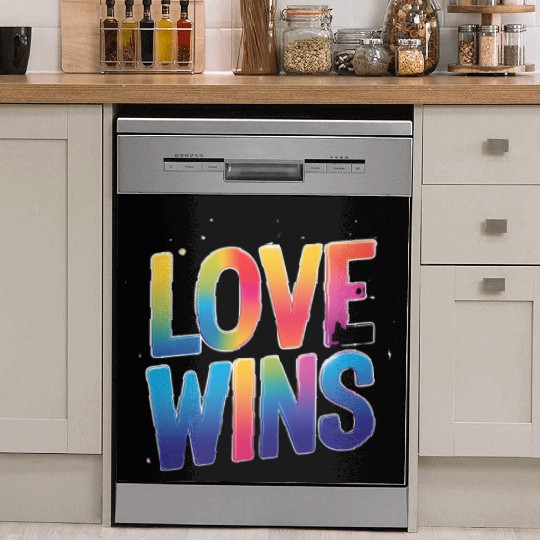 Love Wins Rainbow Script Dish Washer Covers – Pride Month Dish Washer Covers