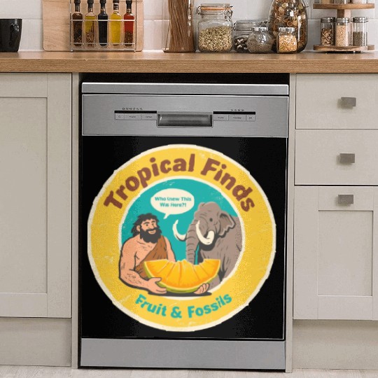 Caveman Mammoth Retro Ancient Fruit Discovery Dish Washer Covers