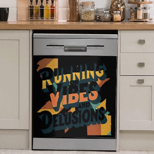 Running on Vibes and Delusions – Retro Aesthetic Dish Washer Covers