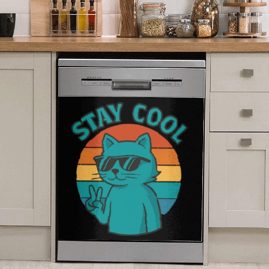 Stay Cool Cat – Retro Vibes Dish Washer Covers
