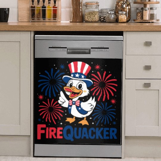 Womens Duck Firequacker Patriotic Fourth of July I Dish Washer Covers