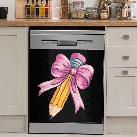 Teacher Coquette Bow Pencil Bow Dish Washer Covers