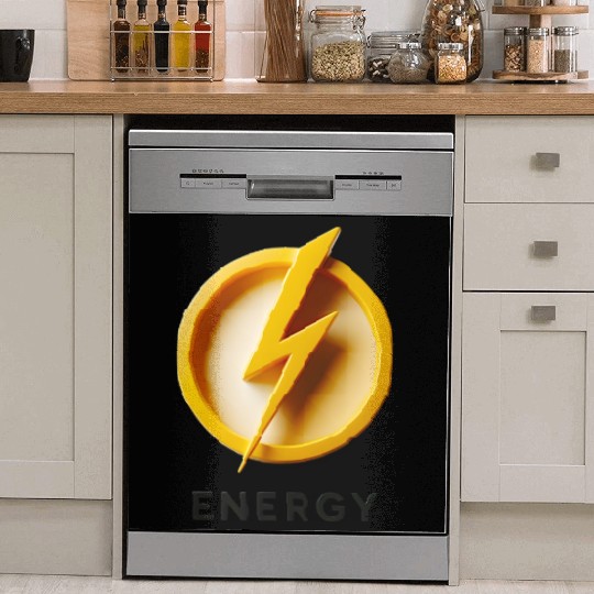 Minimalist Energy Lightning Bolt Cap Design Dish Washer Covers