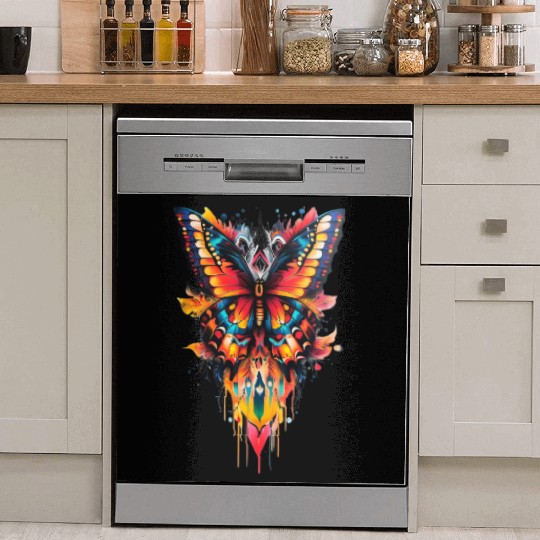 Fire Drip Butterfly – Psychedelic Tattoo Dish Washer Covers