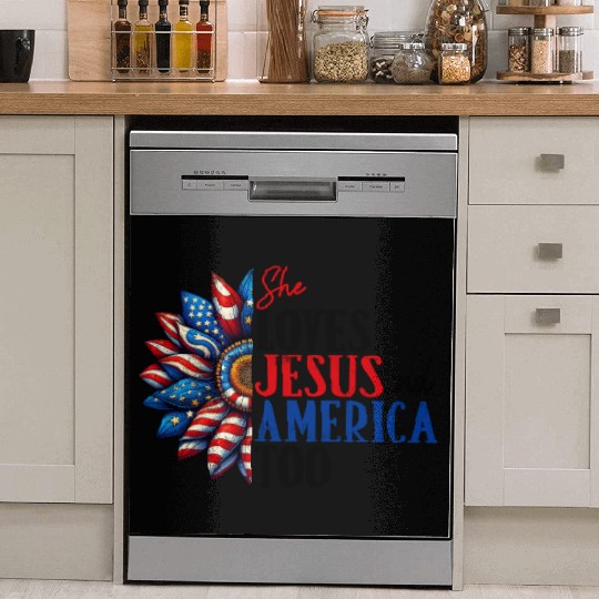 She Loves Jesus and America Too 4th of July Dish Washer Covers