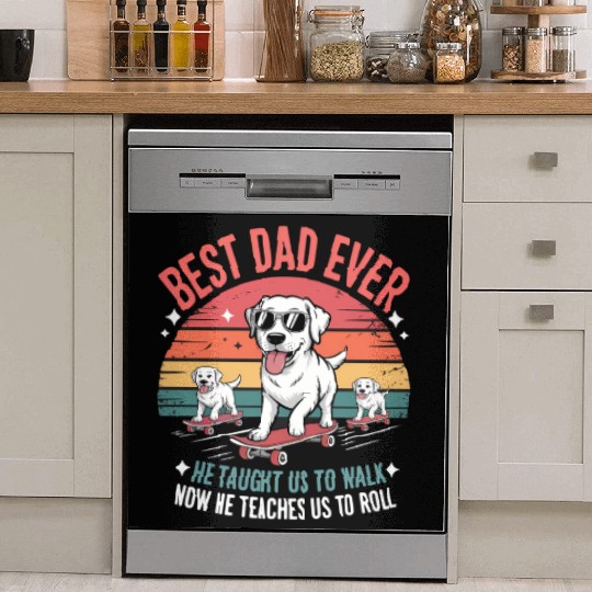 Best Dog Dad Ever Skateboarding Puppy Lover Dish Washer Covers