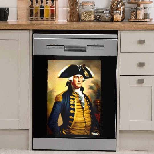 George Washington in revolutionary bttlefield a Dish Washer Covers