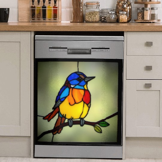 STAINED GLASS BIRD Dish Washer Covers