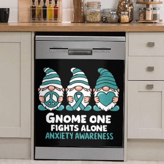 Anxiety Awareness Gnome One Fights Alone Wear Dish Washer Covers
