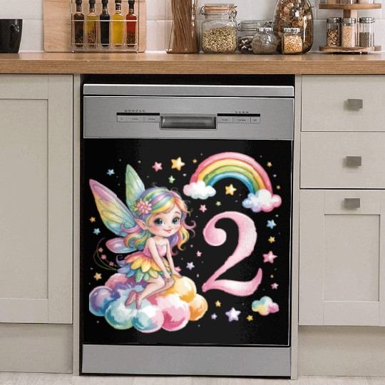 Magical Rainbow Fairy Elf 2nd Birthday Girl Dish Washer Covers