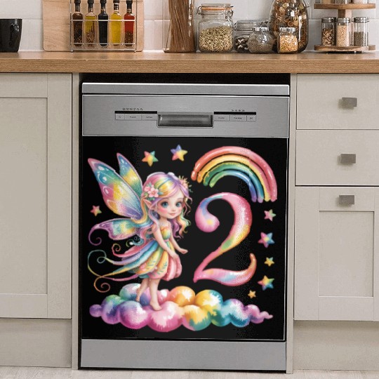 Magical Rainbow Fairy Elf 2nd Birthday Girl Dish Washer Covers