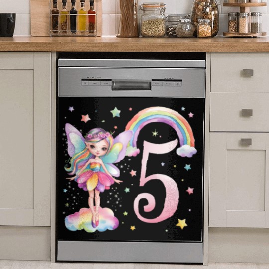 Magical Rainbow Fairy Elf 5th Birthday Girl Dish Washer Covers