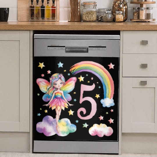 Magical Rainbow Fairy Elf 5th Birthday Girl Dish Washer Covers