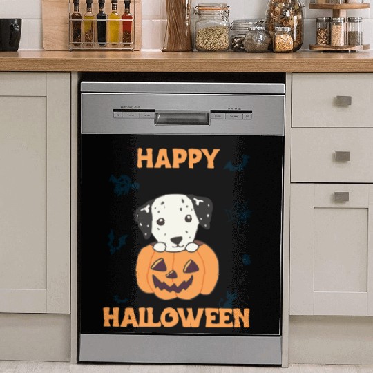 Dalmatian In Pumpkin Sweet Dogs Happy Halloween Dish Washer Covers